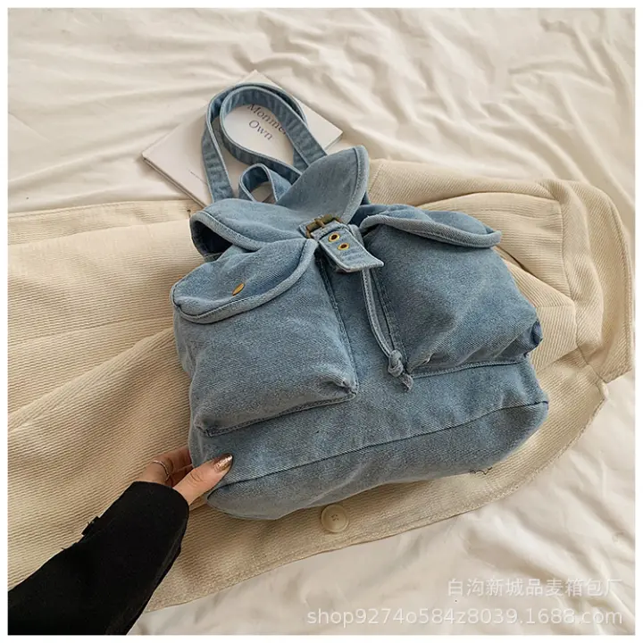 Mochila de viaje de corta distancia para estudiantes, informal, vaquera, de gran capacidad, Corea del Sur, novedad de 2024 - 1