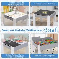 Juego de mesa y silla infantil 4 en 1, mesa infantil de madera con 2 sillas, manualidades, dibujo, lectura, mesa infantil con almacenamiento, pizarra desmontable para guardería (verde) - details 26