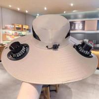 Sombrero de ventilador con panel solar, sombrero de cubo, ala ancha, protección UV, equipo deportivo al aire libre para mujeres, hombres, vacaciones en la playa, - details 7
