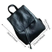 Mochila con solapa y cordón de cuero PU para mujer, bolso de hombro de gran capacidad a la moda, estilo coreano, Color sólido, para libros escolares - details 0