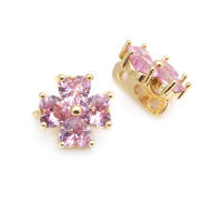 10 Uds. De latón y circonita de Color dorado de 18K, 3 agujeros, pulseras con conexión de flores, collares, cuentas espaciadoras, fabricación de joyas Diy de alta calidad - details 4