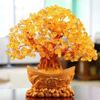 Árbol de Fortuna de Cristal Adorno de Oro Chino en Mesa Decoración Luminosa para Hogar y Oficina - details 1