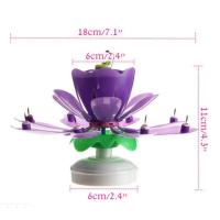 Vela musical giratoria con forma de flor para pastel de cumpleaños, accesorios para tartas, doble flor, rotación plana electrónica - details 17