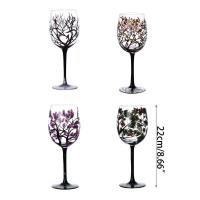 Copas pintadas a mano de árbol de las cuatro estaciones, copa de vino única de cristal de patas altas, cristalería para familiares y amigos, envío directo - details 5