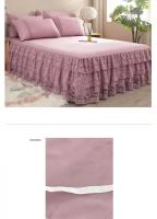 Funda de cama de encaje de lujo, Sábana de falda de tamaño Queen/King, faldas de cama lisas de Color sólido para cama doble - details 0