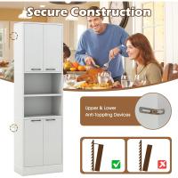 Aparador de Cocina con 2 Armarios con Puertas y Estantes Abiertos, Armario Alto de 6 Niveles con Dispositivo Antivuelco, Mueble de Almacenamiento para Salón, 56 x 30 x 190 cm (Blanco) - details 17