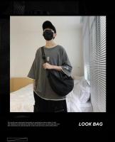 Bolso de hombro con cremallera de viaje impermeable de nailon estilo japonés Harajuku Unisex de gran capacidad de Color sólido para hombre - details 0
