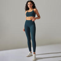 Hamidou-Conjunto de ropa deportiva de dos piezas para mujer, Leggings de cintura alta para gimnasio, Top corto, trajes deportivos de Fitness, ropa deportiva con lavado ácido - details 6
