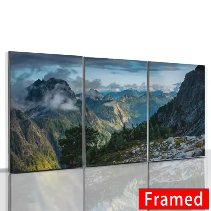 Pintura de Landschape de Montañas y Ríos de Natureza en Lienzo Decorativo para Dormitorio con Marco Poster de Arte Mural Picture Decor de Marca DHROOM - 1