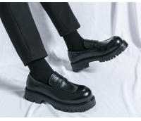 Mocasines de moda para hombre que realzan la sonrisa, zapatos de cuero formales de negocios con suela de plataforma - details 8