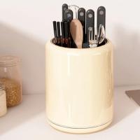 Soporte giratorio para cubiertos de drenaje creativo, organizador de utensilios de gran capacidad, estante de almacenamiento de cuchillos desmontable duradero para el hogar - details 1