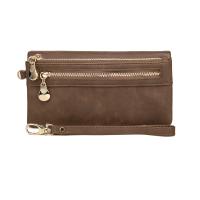 Cartera de Mujer de Cuero con Pulido Dull de Gran Capacidad Billetera de Doble Cierre Clutch Wristlet Cartera de Teléfono Monedero Porta Tarjetas Multiporo - details 14