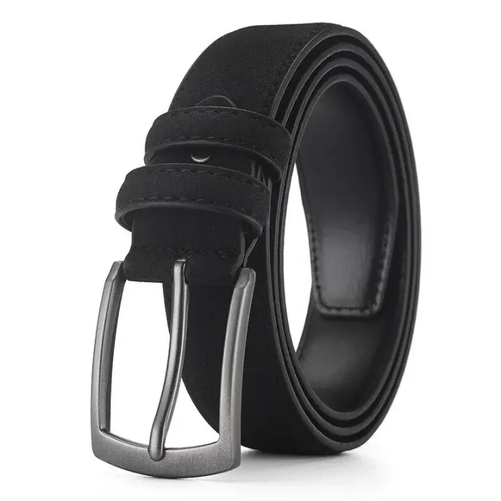 Cinturón de Gamuza para Hombre Hebilla de Aleación Retro Talla Grande Auténtico De Alta Gama - 1
