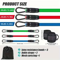 Juego de 5 bandas apilables de resistencia para pies con manguitos, bandas de ejercicio de tensión media para piernas - details 3