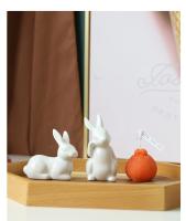 Figuritas de conejo de cerámica Kawaii, escultura de conejo de liebre, adornos de animales de jardín, decoración nórdica de Pascua para el hogar, decoración de la habitación - details 11
