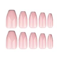 24pcs Uñas De Ballerina Largas Falsas En Color Rosa Puro Francés Uñas Postizas Completo Cubierta Presión En DIY Desmontables Para Fiesta - details 5