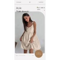 Vestido de tirantes de algodón y lino para mujer, informal, suelto, suave, con borde acanalado, estilo playero, primavera y verano - details 1
