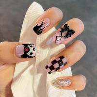 Parche para uñas de llama negra de 24 piezas, decoración perfecta, uñas postizas de larga duración para regalo de Navidad y Año Nuevo - details 4