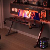Mesa de Juegos Gamer Z Ergonómica Fibra de Carbono Negro 120 x 60 cm Ideal para Ordenador con Soporte para Auriculares - details 8