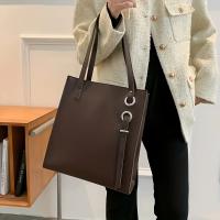 Bolso de mano estilo europeo y americano para mujer, correa ajustable para el hombro, cierre de cremallera, bolso espacioso para el trabajo y salidas informales (marrón café/marrón oscuro/negro/caqui), bolso de viaje, diseño minimalista, correa con hebill - details 8
