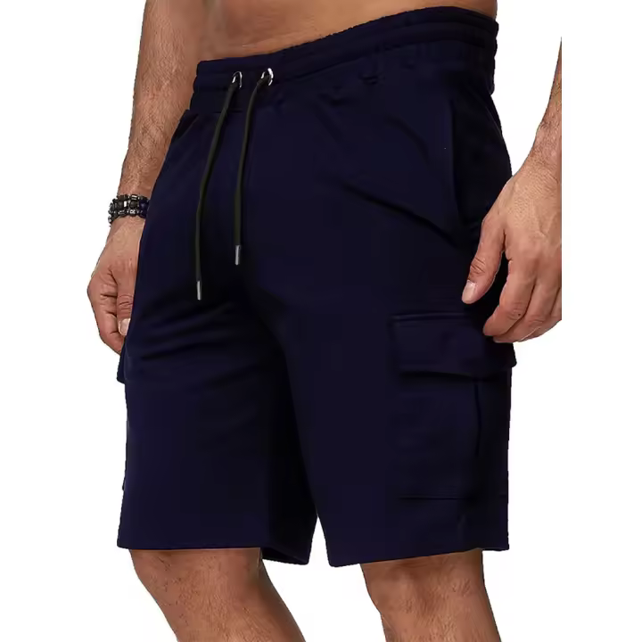Pantalones cortos de entrenamiento para hombre, ropa deportiva informal, con múltiples bolsillos, hasta la rodilla - 1