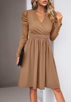 Elegante V-cuello Vestido para Mujer Color Sólido de Alta Calidad Estilo Retro Casual Moda Femenina - details 13