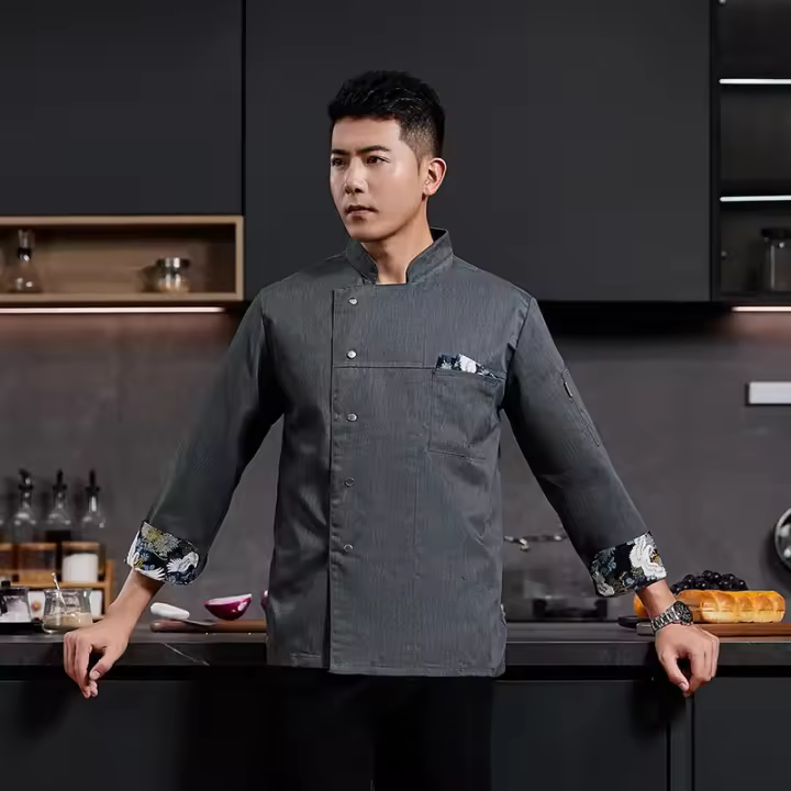 Uniforme de Chef blanco, abrigo de Chef de manga larga, camiseta, chaqueta de cocina de Chef de Hotel, restaurante, panadería, ropa de cocina transpirable con logotipo - 1