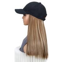 Gorra de béisbol negra sintética con peluca, postizo Natural, peluca de sombrero ajustable, pelo largo y liso de Bob esponjoso de una pieza - details 5