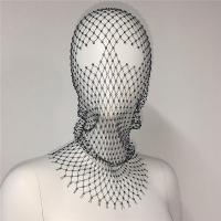 Máscara de cubierta de tocado de red, turbante, sombrero, máscara de novia para boda, velo de malla con diamantes de imitación, tocado de rejilla, máscara de cabeza de cristal, diadema de diamante - details 3