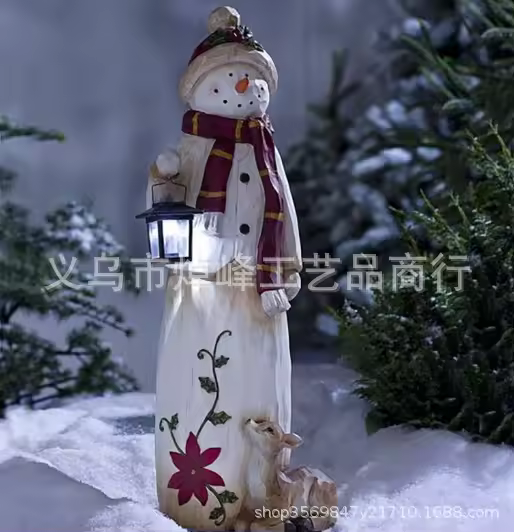 Artesanías de resina adornos de muñeco de nieve diseño de escena de jardín decoraciones de jardín - 1