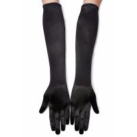 Nuevo clásico adulto negro blanco piel roja ópera/codo/muñeca estiramiento satén dedo guantes largos mujeres Flapper guantes traje a juego - details 6