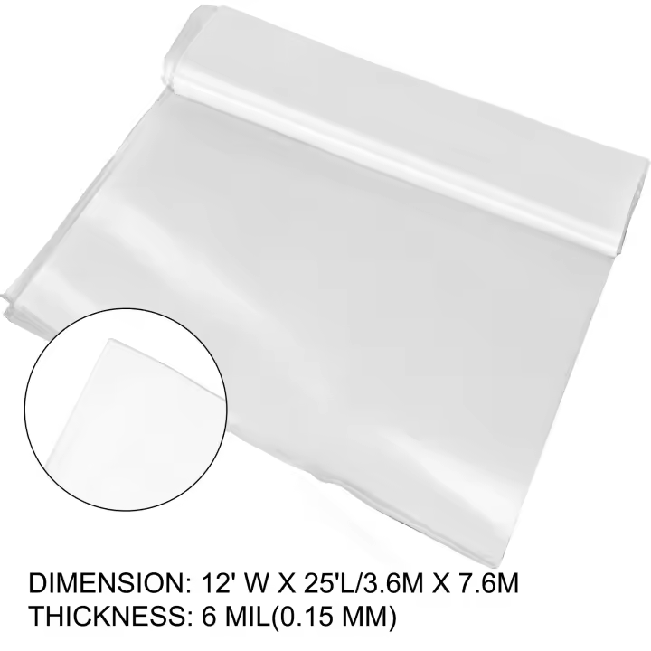 SucceBuy Película para invernadero, plástico resistente a los rayos UV de polietileno de 6 mil, cubierta transparente para invernadero, resistencia superior, resistente a la intemperie - 1