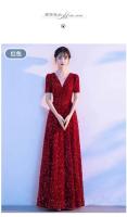 Elegante noche de compromiso para novias francesas, vestido de boda con lentejuelas, lujo de alta gama, traje de regreso a casa de nicho, rojo - details 1