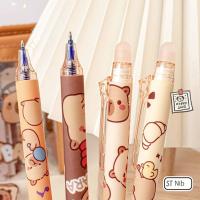 Bolígrafo borrable de capibara INS Kawaii, bolígrafo de escritura bonito estético de dibujos animados, tinta azul, bolígrafo de Gel de 0,5mm para escuela, 6 uds. - details 4