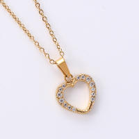Colgante de Corazón de Melocotón en Acero Inoxidable con Placa de Oro Lujo Ligero para Mujeres - details 16