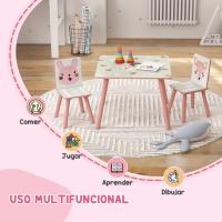 Mesa Infantil de 3 Piezas con 2 Sillas Juego de Muebles para Actividades para Niños de 3 a 8 Años para Dormitorio Sala de Juegos Verde y Blanco - details 11