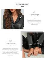 Pijamas de Seda para Mujer Tops y Pantalones de Talla Grande Ropa de Dormir Informal con Botones - details 4