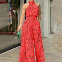 Mono de mujer con estampado, cuello redondo, sin mangas, estilo europeo y americano, tendencia de primavera 2025, elegante y ajustado. - details 6