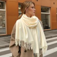Bufanda de Cachemira de Color liso para mujer, chales gruesos y cálidos de Pashmina con borlas, manta femenina, Hijab, 2024 - details 16
