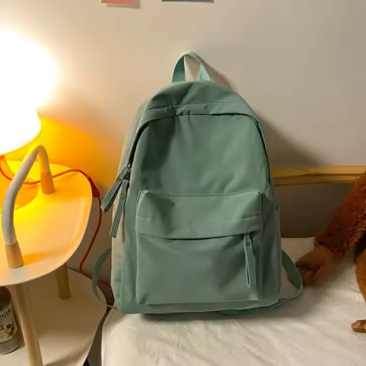 Mochila de Nylon Impermeable para Mujer Mochila Individual de Color Sólido para Estudiantes y Niñas - 1