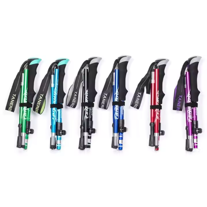 Bastones para caminar plegables, bastones de Trekking ultraligeros, senderismo, viajes, antigolpes, para montañismo, poste telescópico para correr al aire libre, 2 uds. - 1