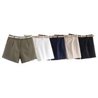 Verano nueva ropa de mujer estilo europeo y americano con cinturón decoración casual moda versátil pantalones cortos 8372 - details 1