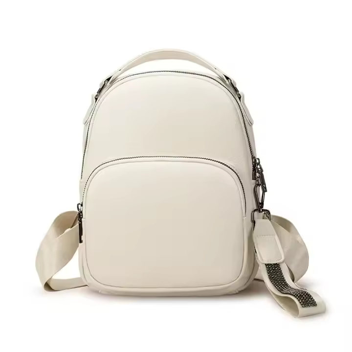 Mochila Mini OKKID Compacta Bolsa de Viaje en Cuero Azul y Amarillo Bolsa de Hombro para Mujeres - 1