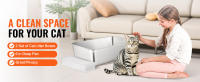SucceBuy XL Caja de arena para gatos, caja de arena para gatos de acero inoxidable extra grande con pala, cerrada sin olores, lados altos, 6 pulgadas de profundidad, fácil de limpiar para gatos grandes - details 0