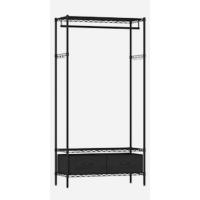 SONGMICS Armario, Perchero, Guardarropa, con barras, vestidor, estantes de tela, marco de metal, 182 x 43 x 182 cm, negro tinta RYG037B02 - details 16