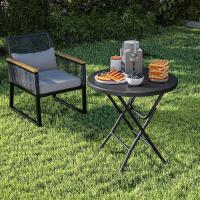 Mesa Plegable de 80cm Mesa Redonda Resistente para Jardín Mesas de Terraza para Fiesta al Aire Libre Playa, Barbacoa, Marco de Metal Antioxidante Blanco Tamaño 80 x 80 x 74cm - details 15