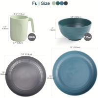 Juego de vajilla de plástico indestructible de 16 piezas, que incluye 4 platos grandes, 4 platos pequeños, 4 tazones y 4 tazas de vajilla ligera, compatible con lavavajillas y microondas, adecuado para mesas de comedor, picnics y camping - details 2