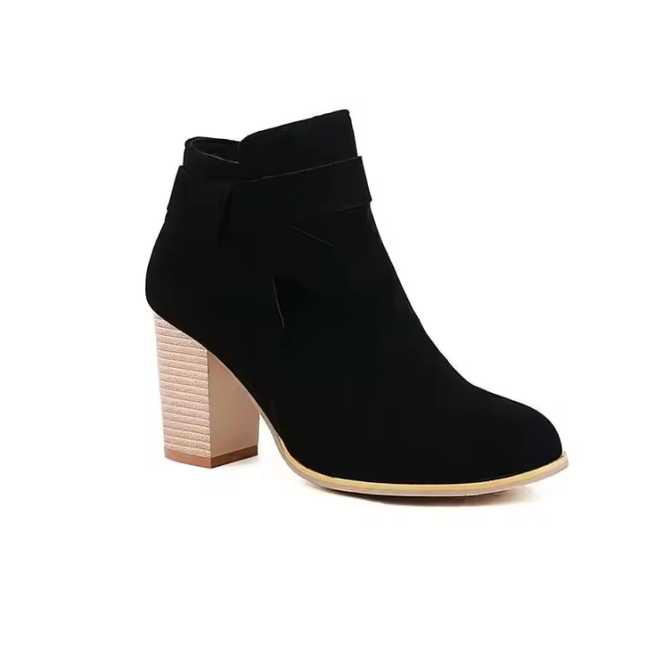 Botas de tobillo Chelsea con nudo de corbata para mujer Zapatos cortos con tacón plegable y punta cerrada - 1