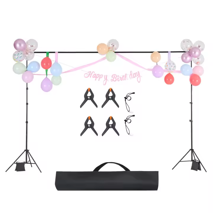 SucceBuy Soporte de fondo ajustable de 10 x 10 pies, portátil con 4 barras transversales, soporte de pantalla de proyector resistente, boda - 1
