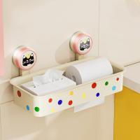 Estante de almacenamiento de champú con ventosa, dispensador de pañuelos de plástico sin perforaciones, portarrollos de papel impermeable para ahorrar espacio - details 3